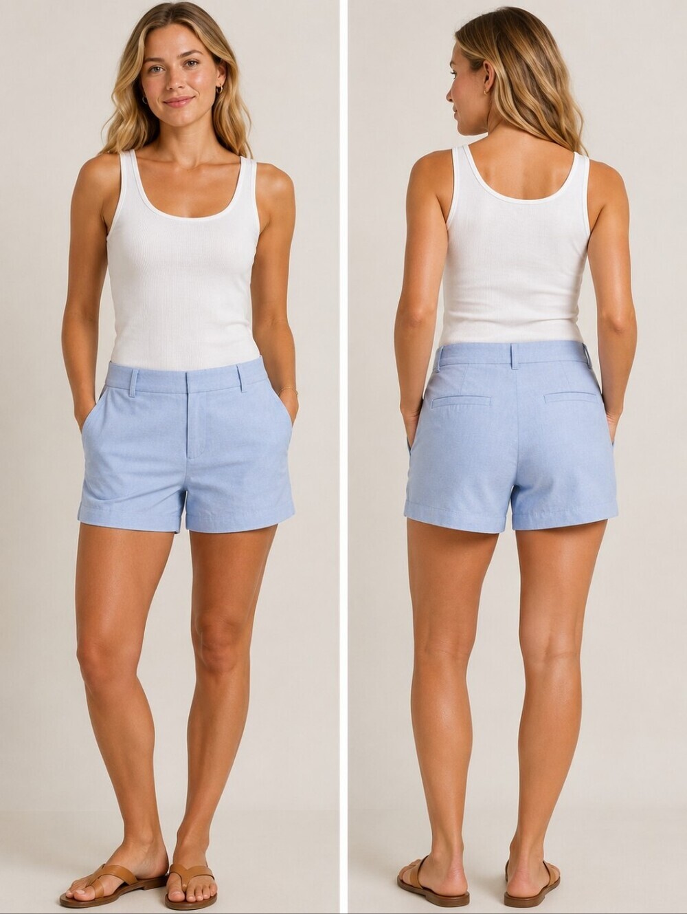 J. Crew Light Blue Classic Oxford Shorts Women's 4 Slit Pockets Spring Adorable